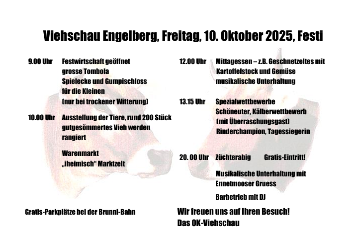 Alle Infos zur Viehschau Engelberg 2025